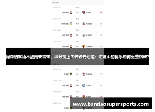 阿森纳客场不敌南安普顿，积分榜上失去领先地位：逆境中的枪手如何重整旗鼓？